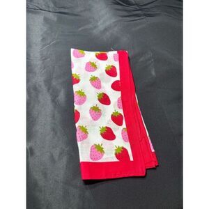 New 22” Strawberry Print Bandana Twilly Scarf - Pink/Red